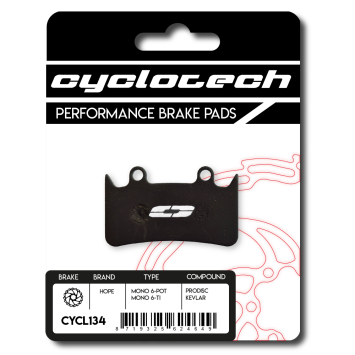 Hope Mono 6-pot - Mono 6Ti Remblokken organisch, Cyclotech Prodisc Kevlar